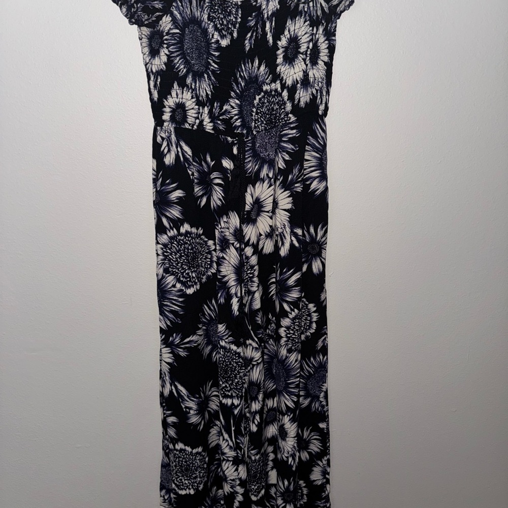 Floral Black and White Women's Dress